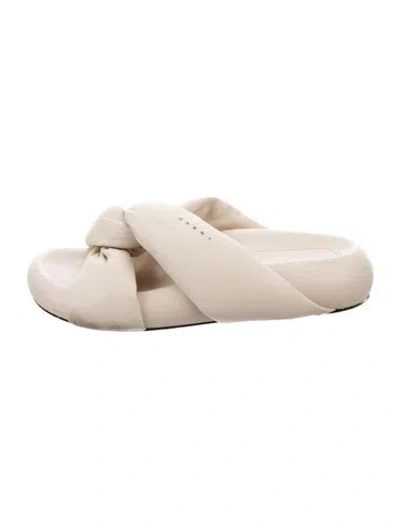 Pre-owned Marni Leather Slides In Neutrals
