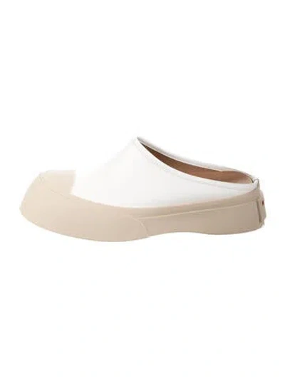 Pre-owned Marni Leather Slides In White