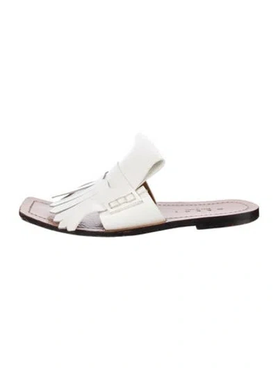 Pre-owned Marni Leather Slides In White
