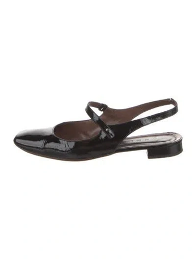 Pre-owned Marni Leather Slingback Flats In Black
