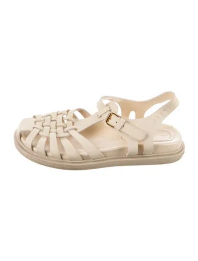 Pre-owned Marni Leather Slingback Flats In Neutral