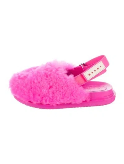 Pre-owned Marni Leather Slingback Flats In Pink