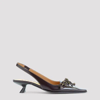 Marni Leather Slingback Kitten Heel Pumps In Pattern