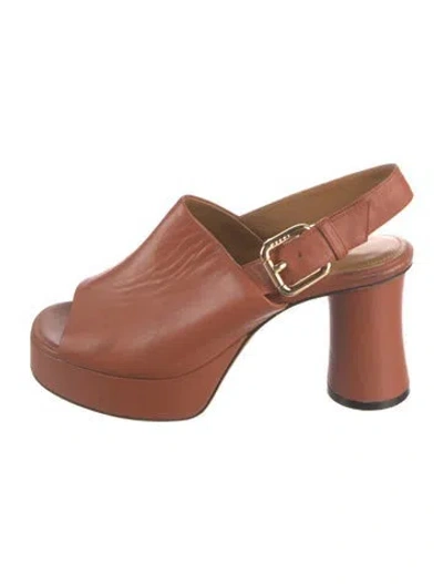 Pre-owned Marni Leather Slingback Pumps In Brown