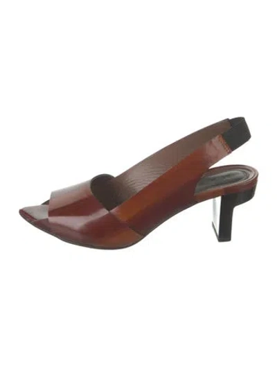Pre-owned Marni Leather Slingback Pumps In Brown