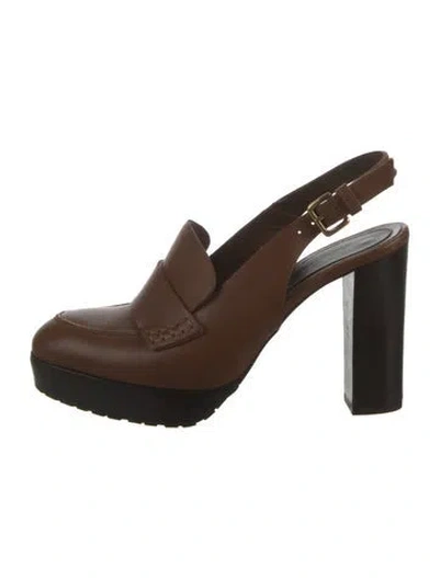 Pre-owned Marni Leather Slingback Pumps In Brown