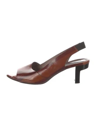 Pre-owned Marni Leather Slingback Pumps In Brown