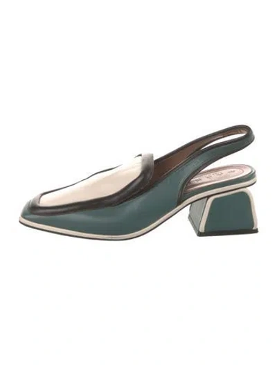 Pre-owned Marni Leather Slingback Pumps In Green