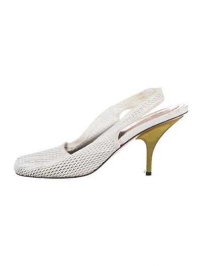 Pre-owned Marni Leather Slingback Pumps In Neutrals