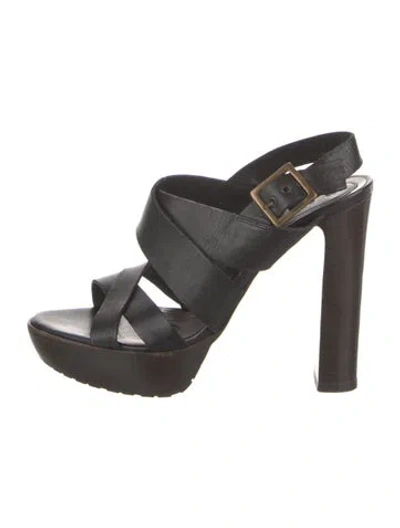 Pre-owned Marni Leather Slingback Sandals In Black