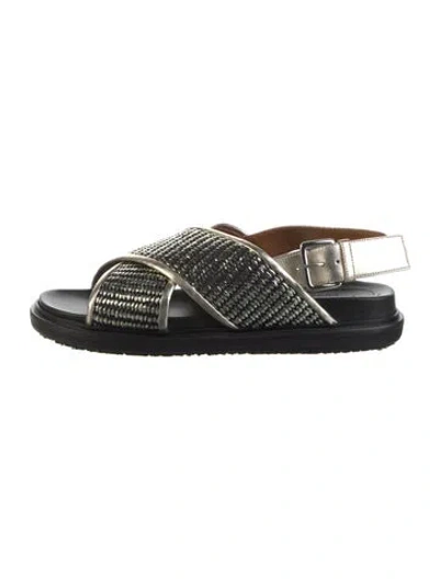 Pre-owned Marni Leather Slingback Sandals In Black