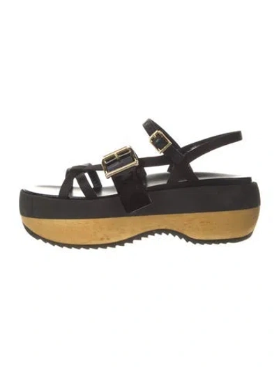 Pre-owned Marni Leather Slingback Sandals In Black
