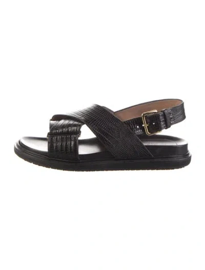 Pre-owned Marni Leather Slingback Sandals In Black