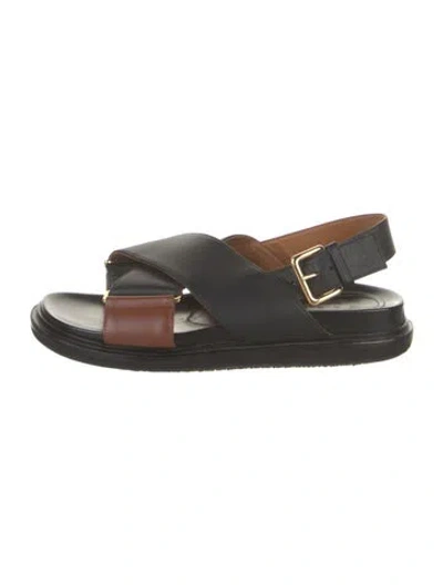 Pre-owned Marni Leather Slingback Sandals In Black
