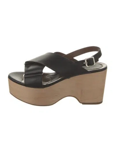 Pre-owned Marni Leather Slingback Sandals In Black