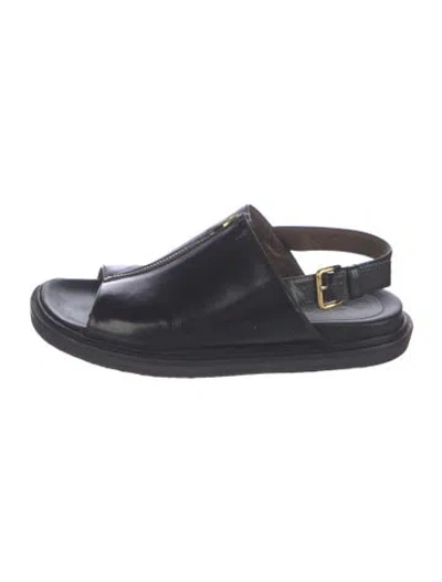 Pre-owned Marni Leather Slingback Sandals In Black