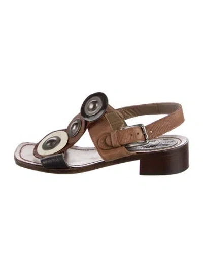 Pre-owned Marni Leather Slingback Sandals In Brown