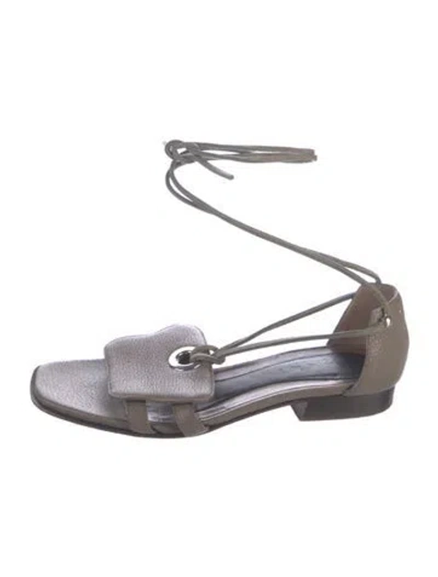Pre-owned Marni Leather Slingback Sandals In Brown/neutrals