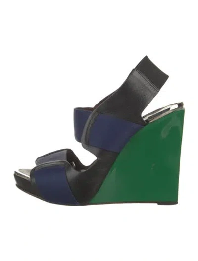 Pre-owned Marni Leather Slingback Sandals In Green