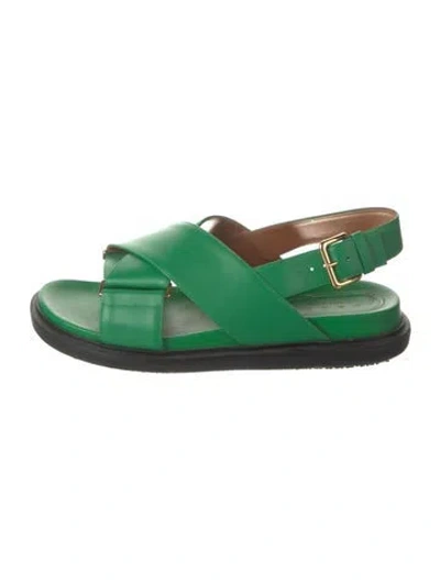 Pre-owned Marni Leather Slingback Sandals In Green