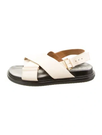 Pre-owned Marni Leather Slingback Sandals In Neutral