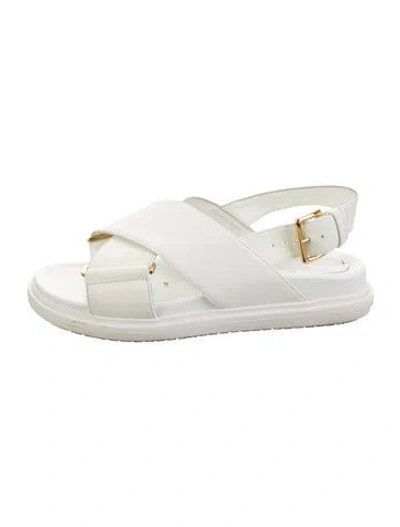 Pre-owned Marni Leather Slingback Sandals In White