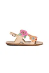 Marni Leather Slingback Sandals With Flowers In Beige