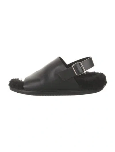 Pre-owned Marni Leather Slippers In Black