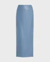 Marni Leather Slit-back Maxi Pencil Skirt In Powder/blu