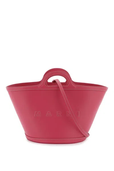 Marni Leather Small Tropicalia Bucket Bag In Pink