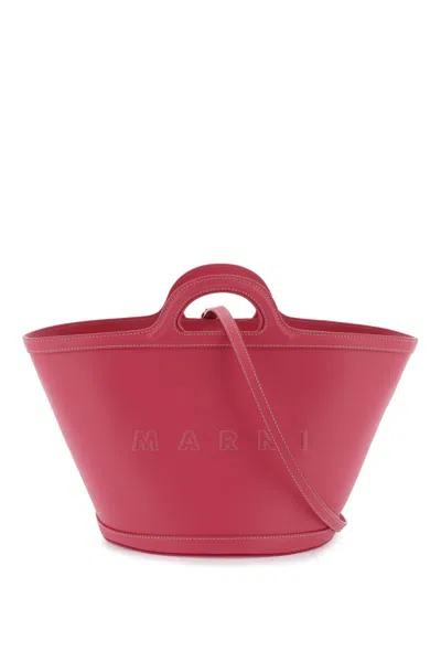 Marni Leather Small Tropicalia Bucket Bag In Rosa