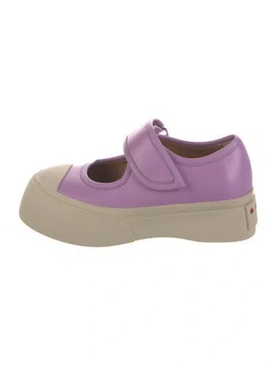 Pre-owned Marni Leather Sneakers In Purple
