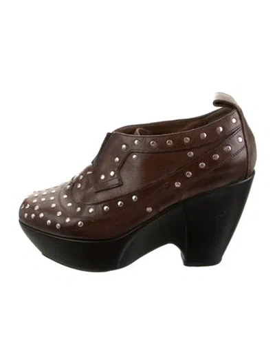 Pre-owned Marni Leather Studded Accents Boots In Brown