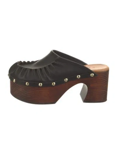 Pre-owned Marni Leather Studded Accents Mules In Black