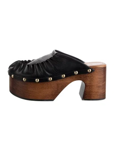 Pre-owned Marni Leather Studded Accents Mules In Black/brown