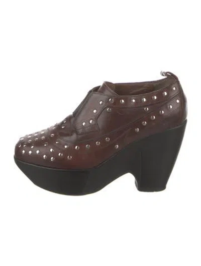 Pre-owned Marni Leather Studded Accents Pumps In Brown