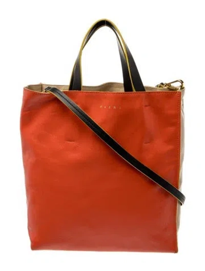 Pre-owned Marni Leather Top Handle Bag In Brown