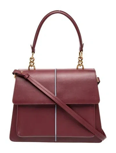 Pre-owned Marni Leather Top Handle Bag In Burgundy