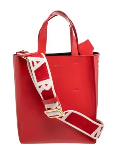 Pre-owned Marni Leather Top Handle Bag In Red