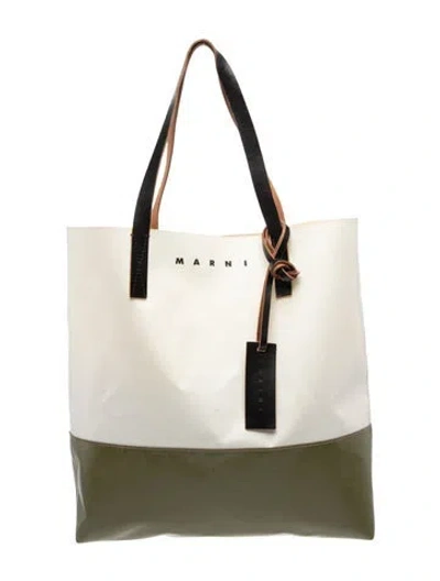 Pre-owned Marni Leather Tote In Neutrals