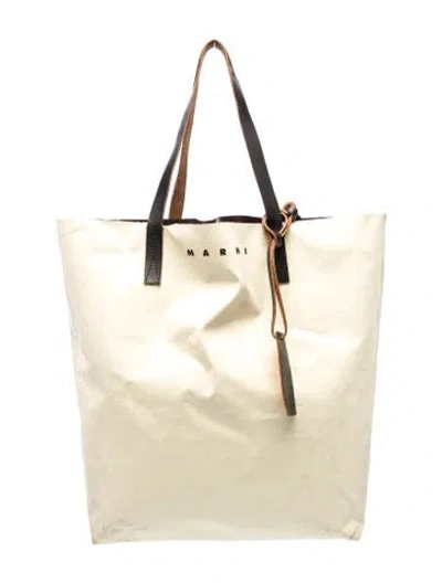Pre-owned Marni Leather Tote In Neutrals