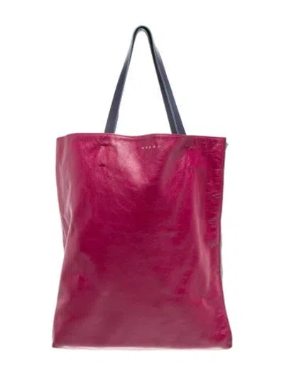 Pre-owned Marni Leather Tote In Purple