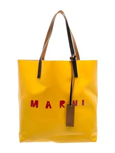 Pre-owned Marni Leather Tote In Yellow