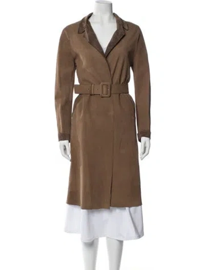 Pre-owned Marni Leather Trench Coat In Brown