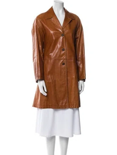 Pre-owned Marni Leather Trench Coat In Brown