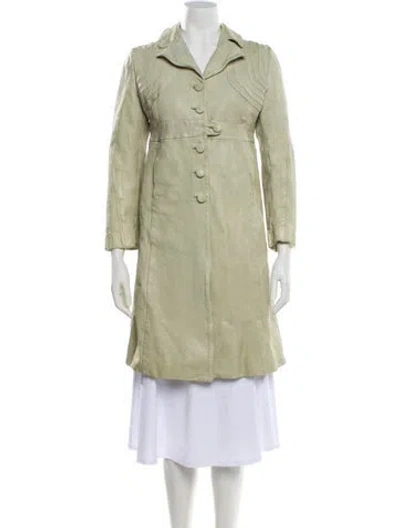 Pre-owned Marni Leather Trench Coat In Green