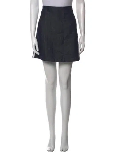 Pre-owned Marni Leather Trim Embellishment Mini Skirt In Blue