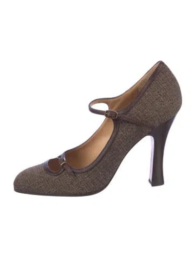 Pre-owned Marni Leather Trim Embellishment Pumps In Brown