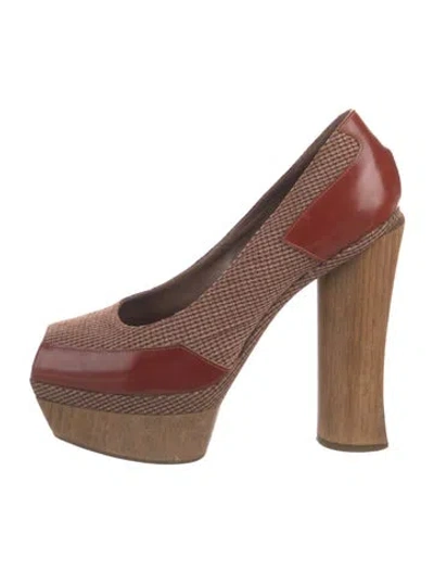 Pre-owned Marni Leather Trim Embellishment Pumps In Brown