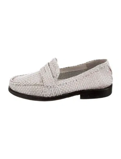 Pre-owned Marni Leather Tweed Pattern Loafers In Neutrals